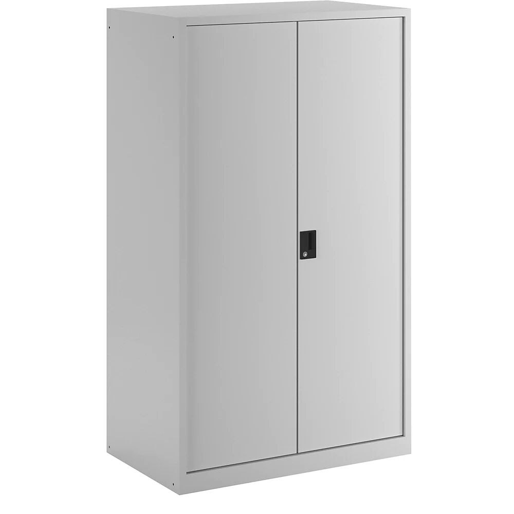 LISTA Armario con puertas retráctiles para cargas pesadas, 4 baldas con puertas de chapa maciza, gris luminoso