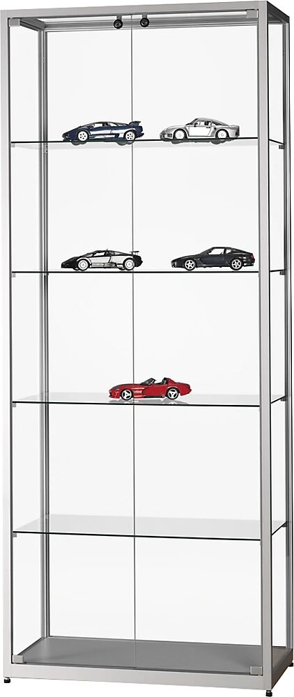 kaiserkraft Vitrina, altura 1984 mm, sin iluminación, A x P 800 x 400 mm, rectangular, plateado, puertas delante