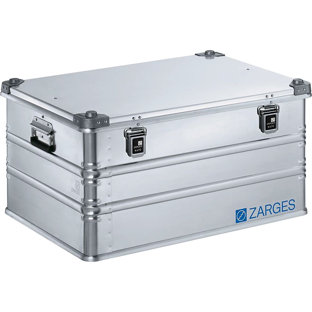 ZARGES Caja de transporte de aluminio, capacidad 157 l, L x A x H interiores 750 x 550 x 380 mm, modelo robusto