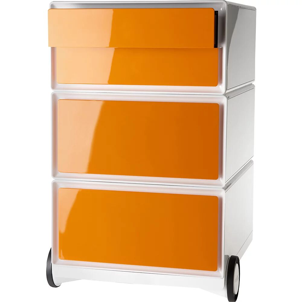 Paperflow Buck rodante easyBox®, 2 cajones, 2 cajones planos, blanco / naranja