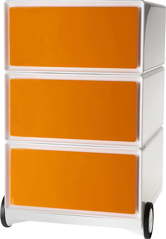 Paperflow Buck rodante easyBox®, 3 cajones, blanco / naranja