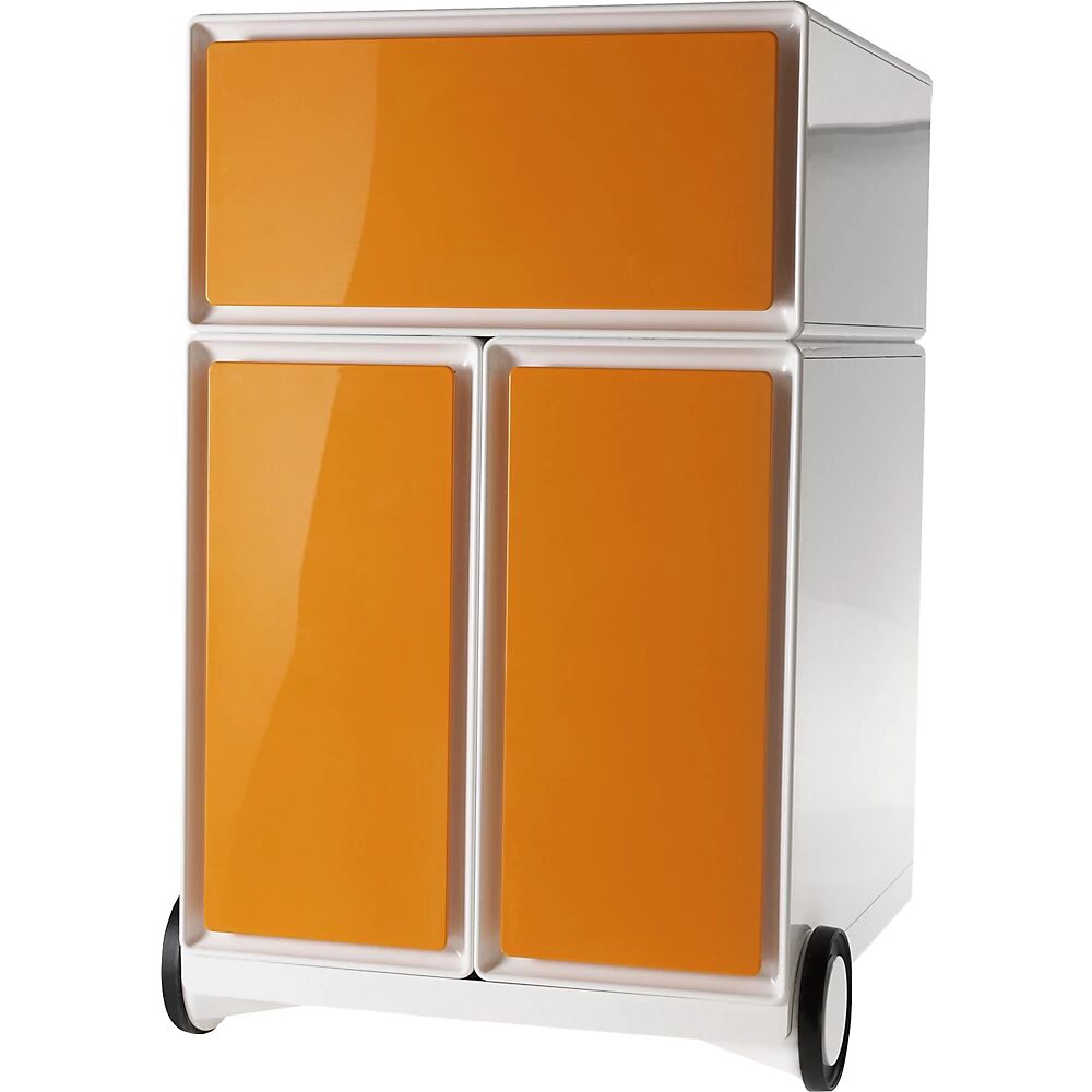 Paperflow Buck rodante easyBox®, 1 cajón, 2 cajones para archivadores colgantes, blanco / naranja