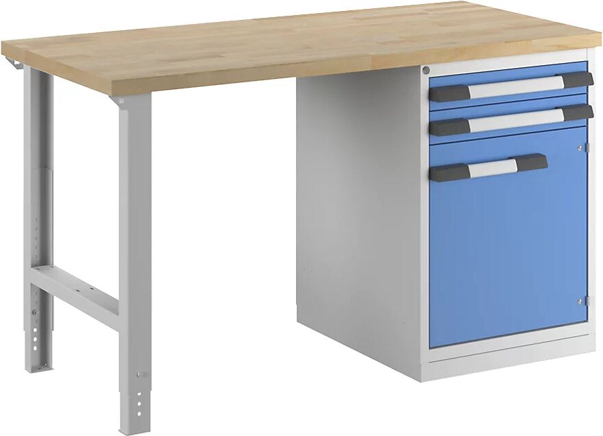 eurokraft pro Banco de trabajo, sistema modular Serie 7, 2 cajones, 1 armario, profundidad 700 mm, A x P 1500 x 700 mm