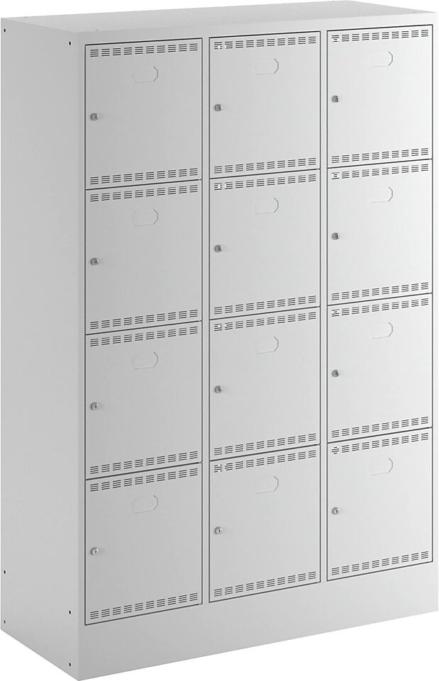 LISTA Armario cargador de baterías con compartimentos bajo llave, con compartimentos 3 x 4, 1 de 230 V, 1 USB, gris