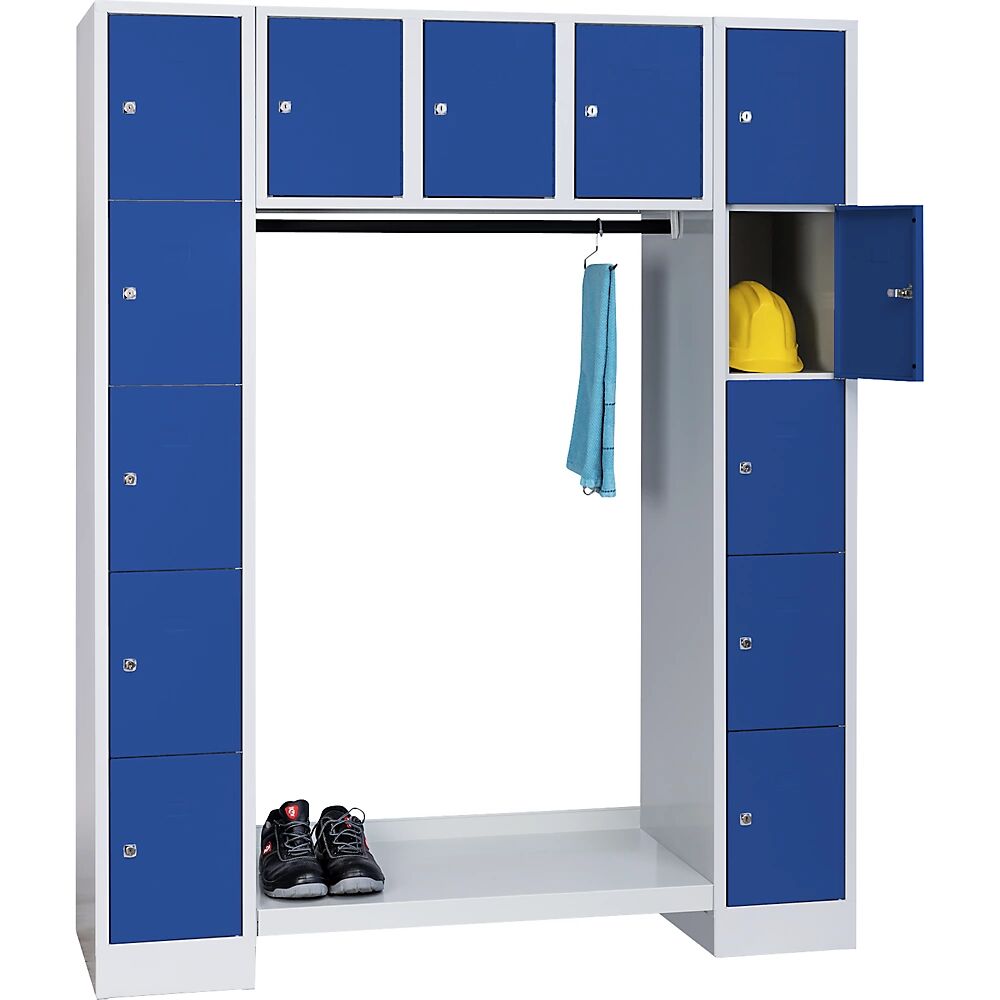 Wolf Perchero modular, abierto, H x A total 1850 x 1500 mm, 13 compartimentos, azul genciana RAL 5010