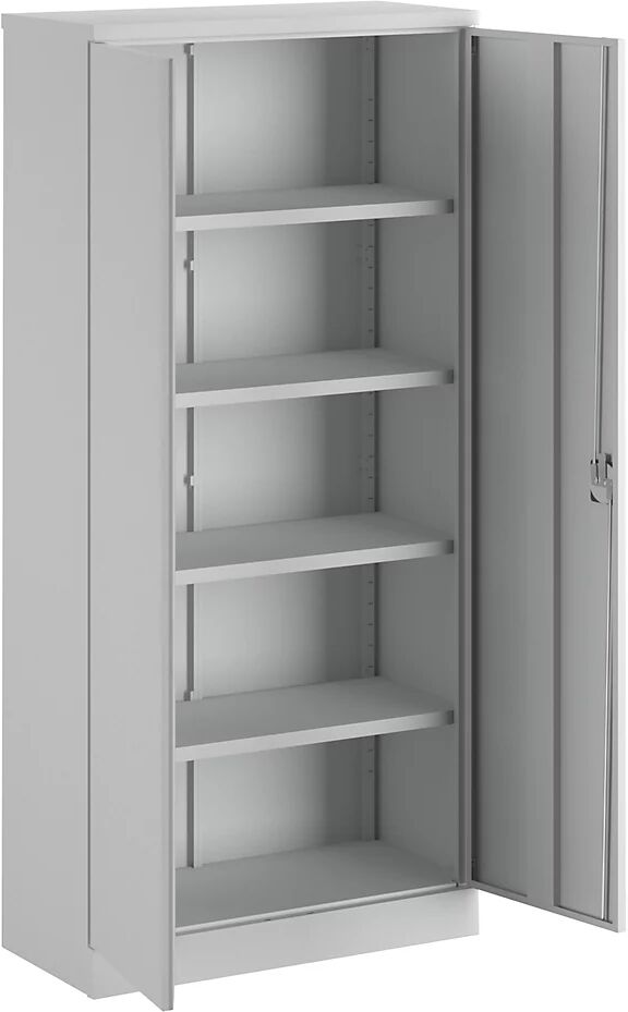 eurokraft basic Armario universal con puertas batientes y 4 baldas, H x A x P 1950 x 915 x 421 mm, cuerpo y puertas en gris luminoso