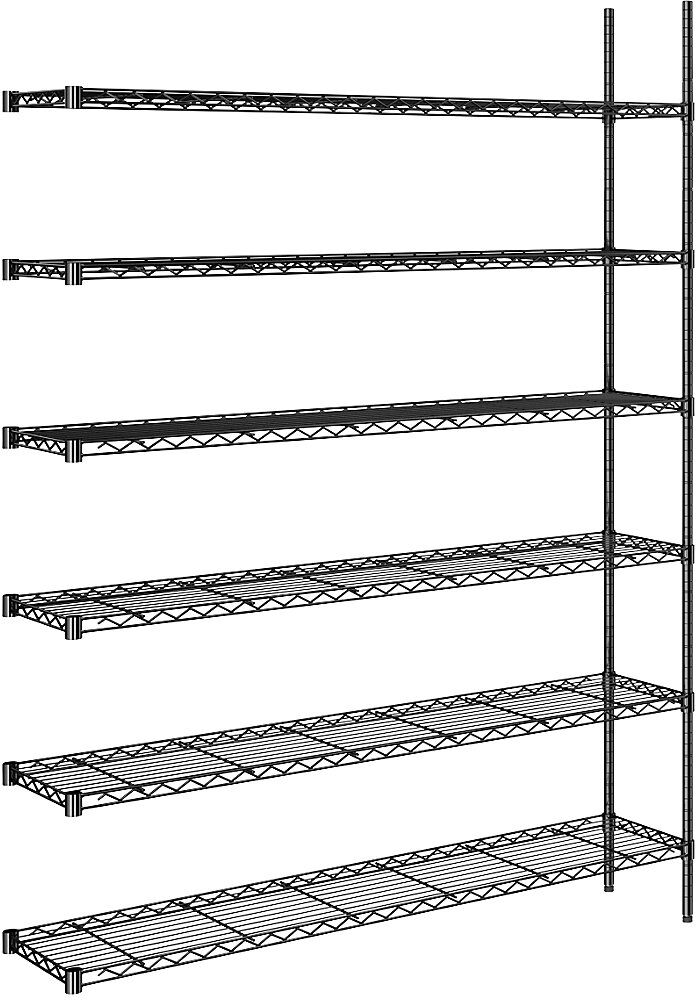 kaiserkraft Estantería de malla de alambre de acero, negra, carga por balda 100 kg, A x P 1520 x 360 mm, estantería de ampliación, altura 2180 mm, 6 baldas