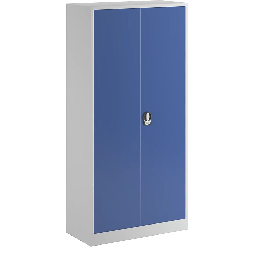 Wolf Armario de puertas batientes con cerradura electrónica, con puertas de chapa maciza, gris luminoso / azul genciana