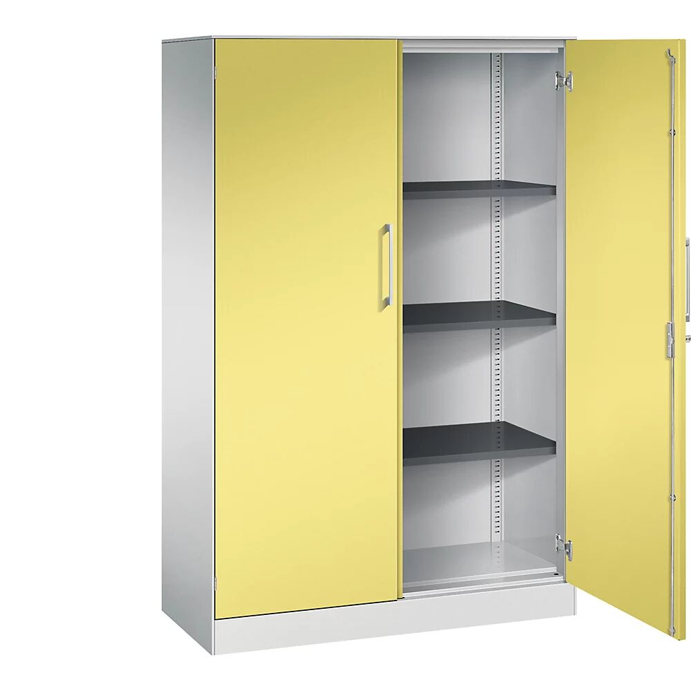 C+P Armario de puertas batientes ASISTO, altura 1617 mm, anchura 1000 mm, 3 baldas, gris luminoso / amarillo azufre