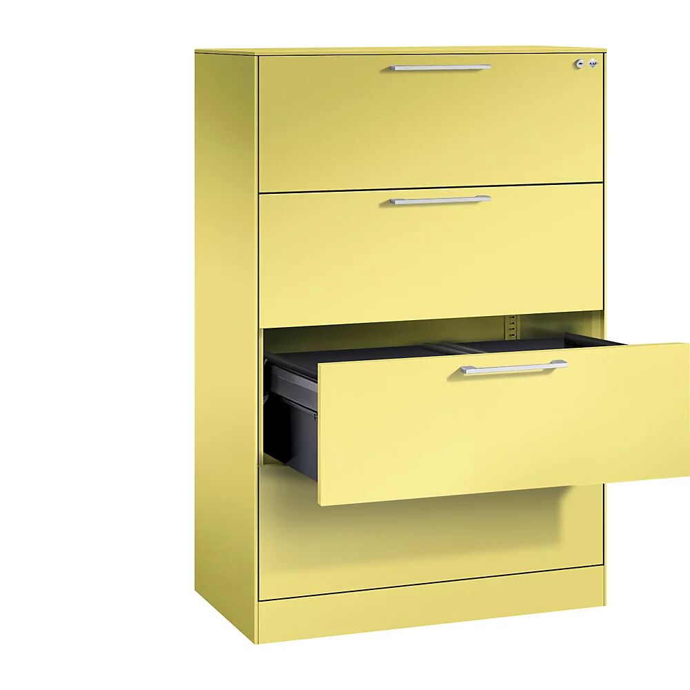 C+P Armario para archivadores colgantes ASISTO, anchura 800 mm, con 4 cajones, amarillo azufre / amarillo azufre