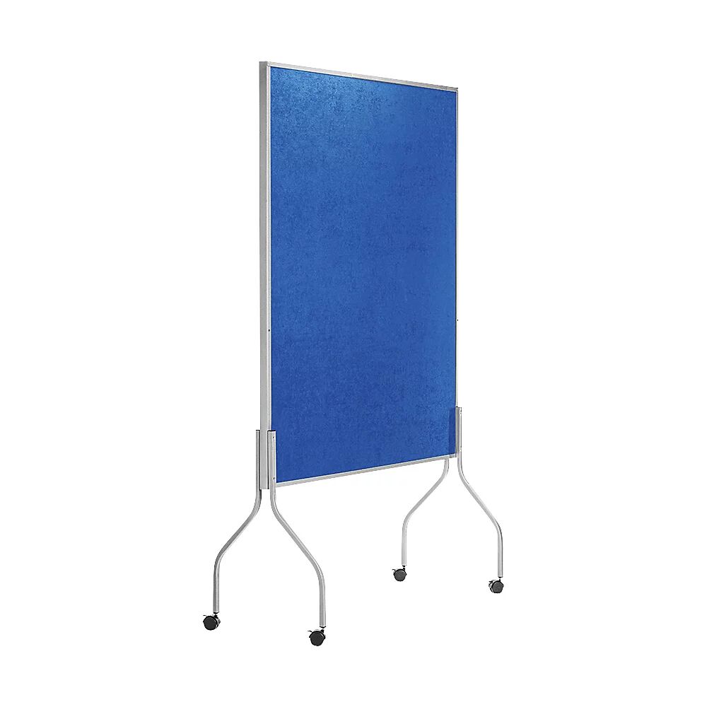 kaiserkraft Panel para conferencias, móvil, H x A x P 1950 x 1200 x 680 mm, tapizado de tela azul