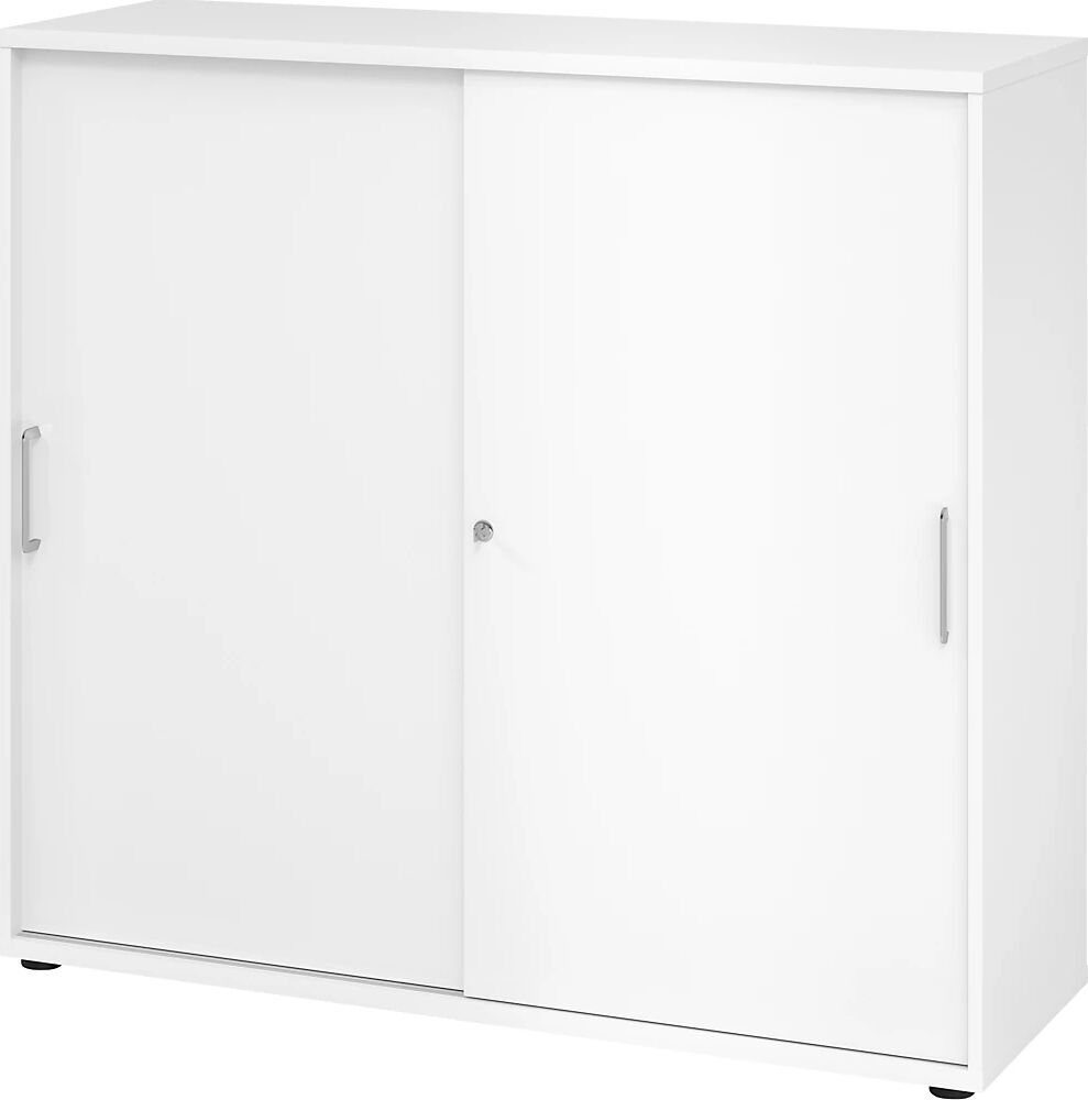 kaiserkraft VERA-ZWO - Armario de puertas correderas, H x A x P 1100 x 1200 x 400 mm, 3 pisos de archivadores, blanco