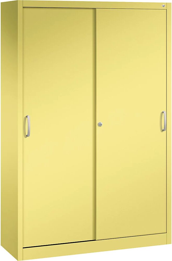 C+P Armario de puertas correderas ACURADO, 3 baldas, 2 compartimento bajo llave, H x A x P 1950 x 1200 x 400 mm, amarillo azufre