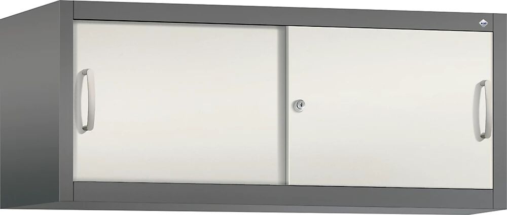 C+P Altillo con puertas correderas ACURADO, H x A x P 500 x 1200 x 500 mm, gris volcánico / blanco perla