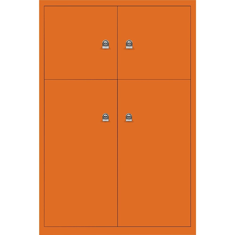 BISLEY Casillero LateralFile™, con 4 compartimentos bajo llave, altura 2 x 375 mm, 2 x 755 mm, naranja