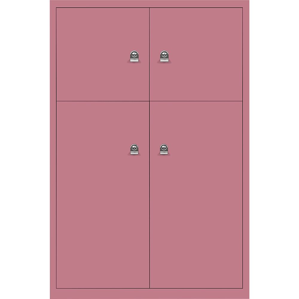 BISLEY Casillero LateralFile™, con 4 compartimentos bajo llave, altura 2 x 375 mm, 2 x 755 mm, rosa