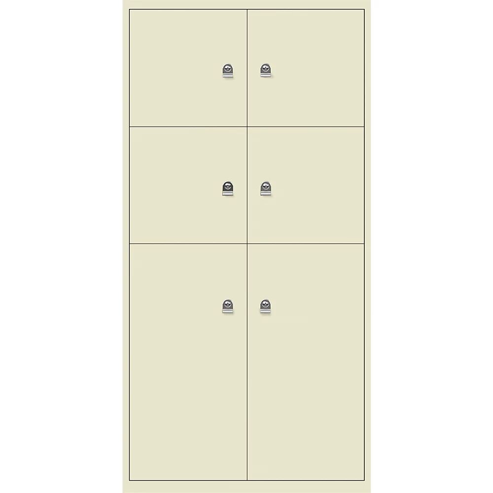 BISLEY Casillero LateralFile™, con 6 compartimentos bajo llave, altura 4 x 375 mm, 2 x 755 mm, marfil claro