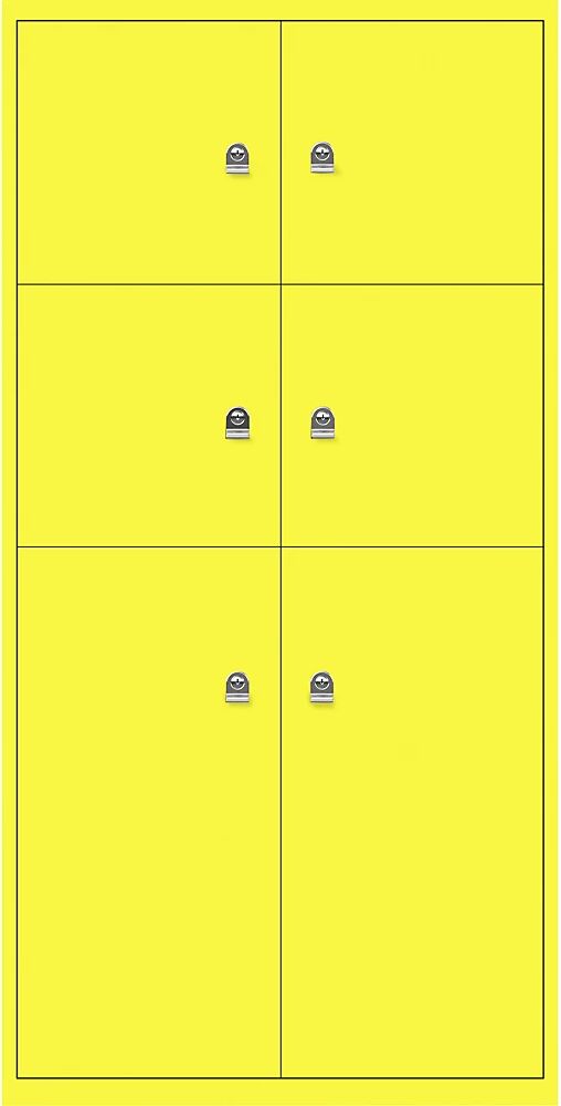 BISLEY Casillero LateralFile™, con 6 compartimentos bajo llave, altura 4 x 375 mm, 2 x 755 mm, amarillo zinc