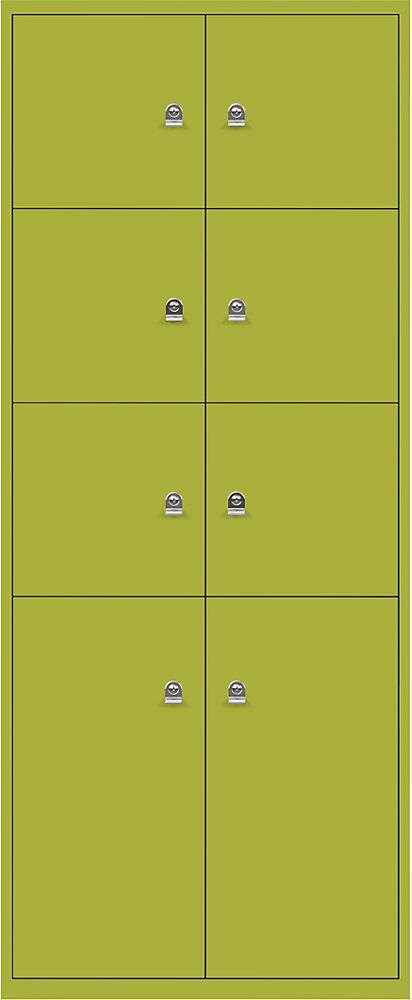 BISLEY Casillero LateralFile™, con 8 compartimentos bajo llave, altura 6 x 375 mm, 2 x 755 mm, verde