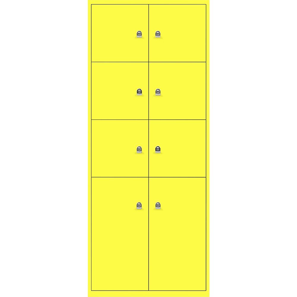 BISLEY Casillero LateralFile™, con 8 compartimentos bajo llave, altura 6 x 375 mm, 2 x 755 mm, amarillo zinc