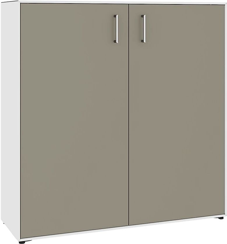 mauser Armario de puertas batientes, 2 puertas, 6 compartimentos, anchura 1155 mm, blanco puro / gris beige