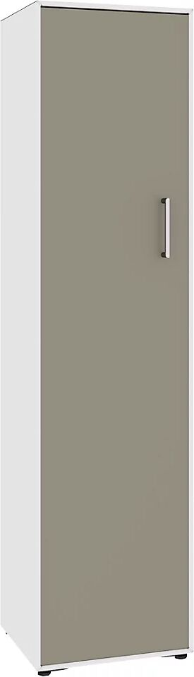 mauser Armario de puertas batientes, 1 puerta, cierre a la izquierda, 4 compartimentos, blanco puro / gris beige