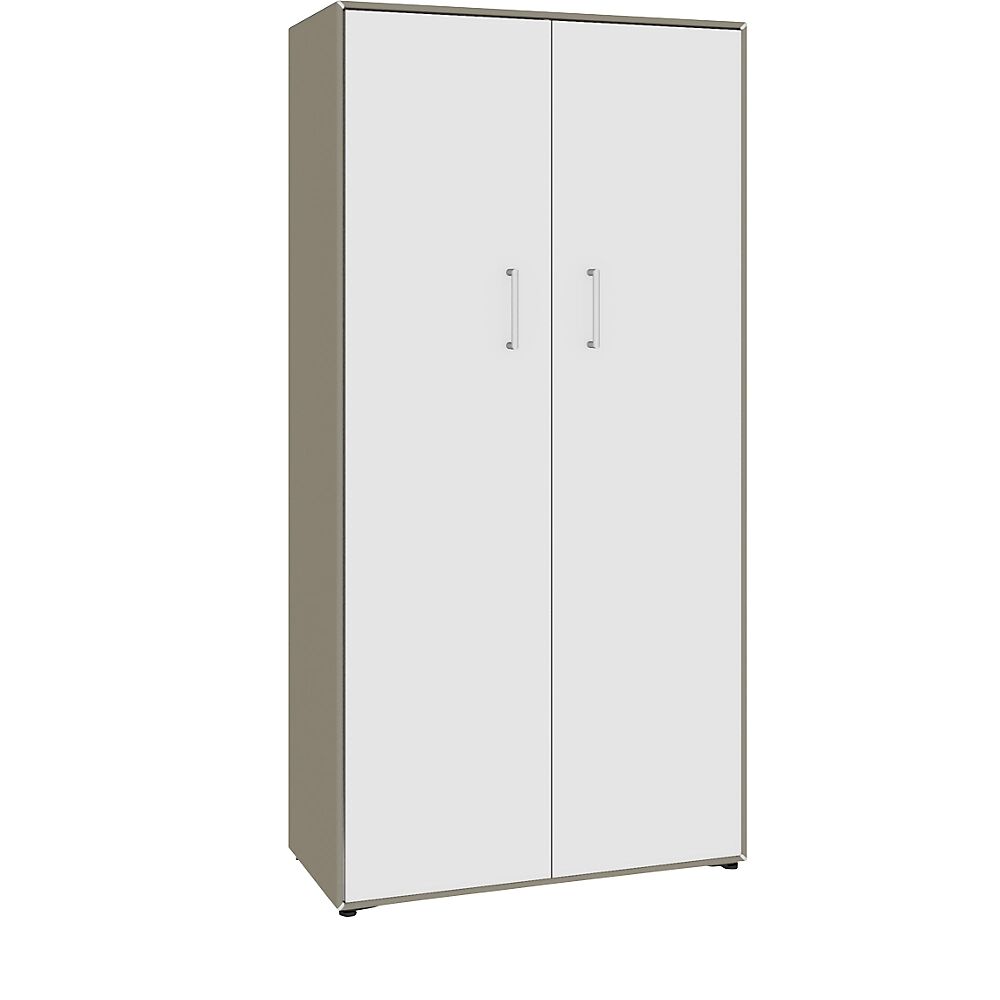 mauser Armario de puertas batientes, 2 puertas, 8 compartimentos, anchura 770 mm, gris beige / blanco puro