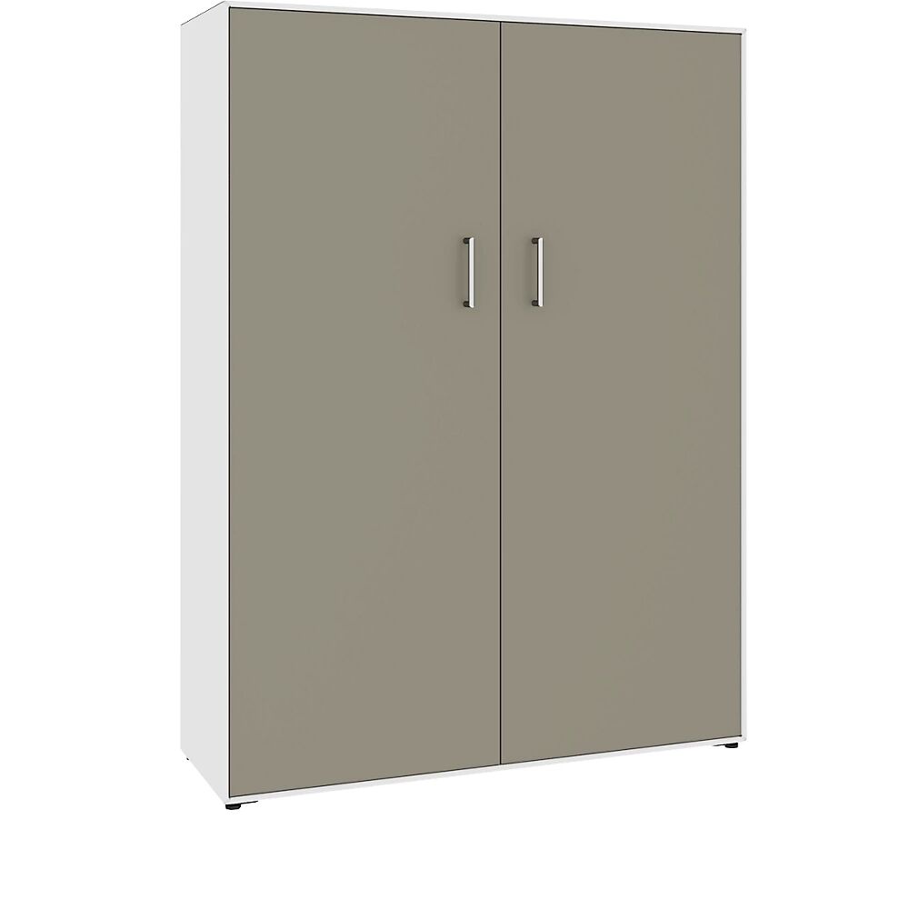 mauser Armario de puertas batientes, 2 puertas, 8 compartimentos, anchura 1155 mm, blanco puro / gris beige