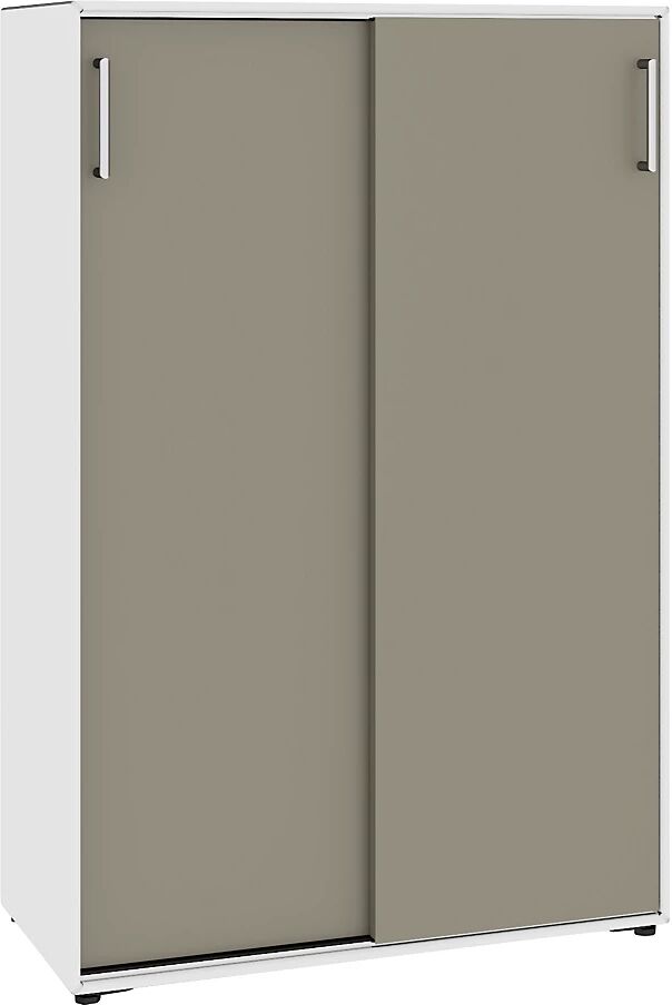 mauser Armario de puertas correderas, 6 compartimentos, 770 mm de anchura, blanco puro / gris beige