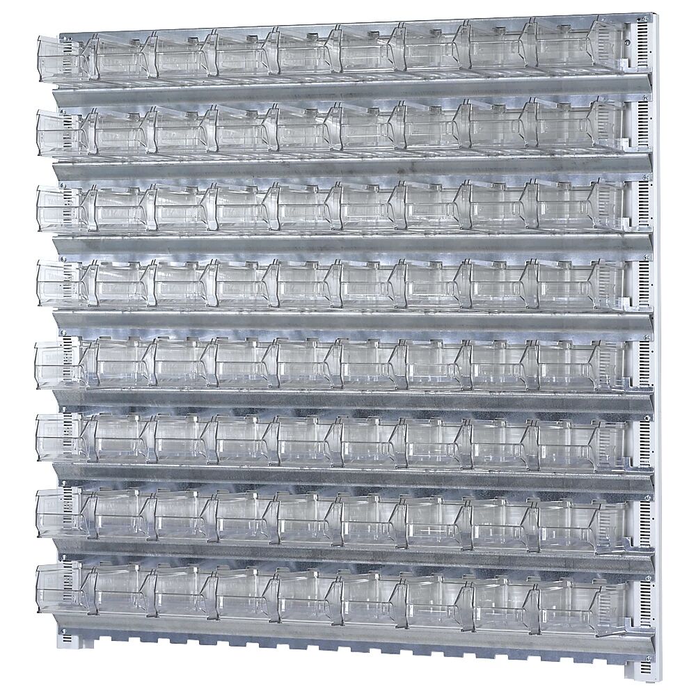 mauser Sistema de estanterías modulares con cajas visualizables, 8 guías, 72 cajas, H x A 1000 x 1010 mm