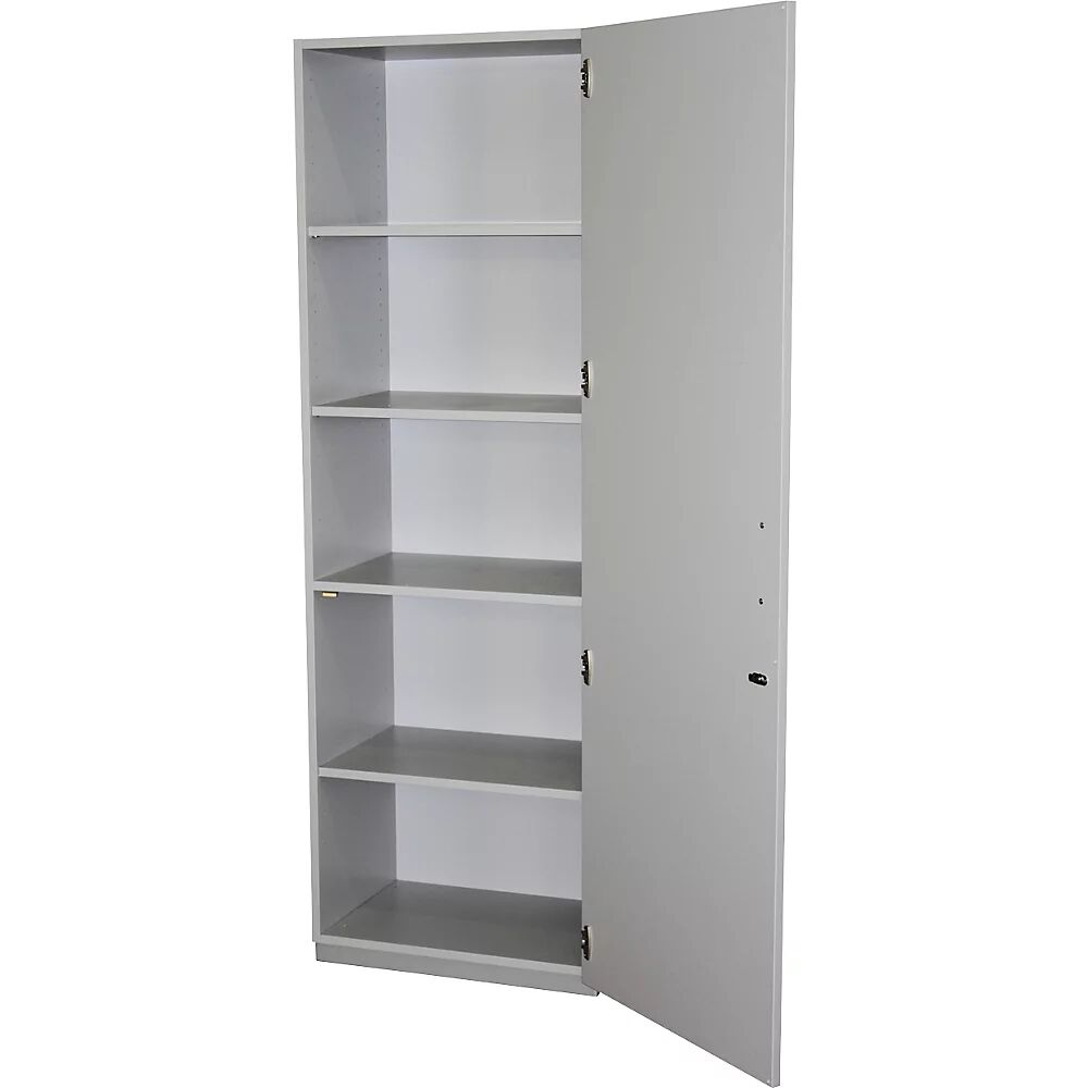 eurokraft pro Armario de puertas batientes, H x A x P 1864 x 615 x 440 mm, 4 baldas, gris luminoso RAL 7035 con 1 puerta batiente