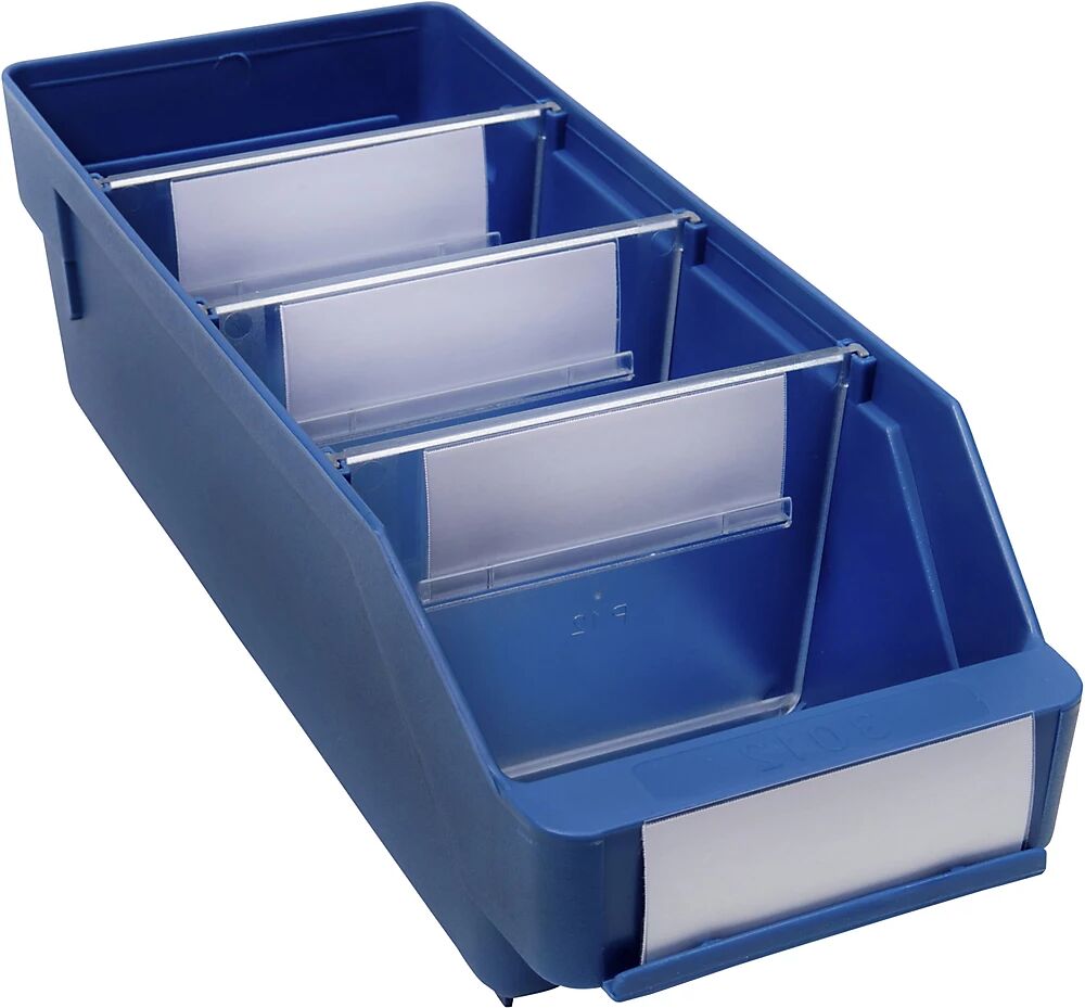 STEMO Caja para estanterías de polipropileno a prueba de golpes, azul, L x A x H 300 x 118 x 95 mm, UE 30 unidades