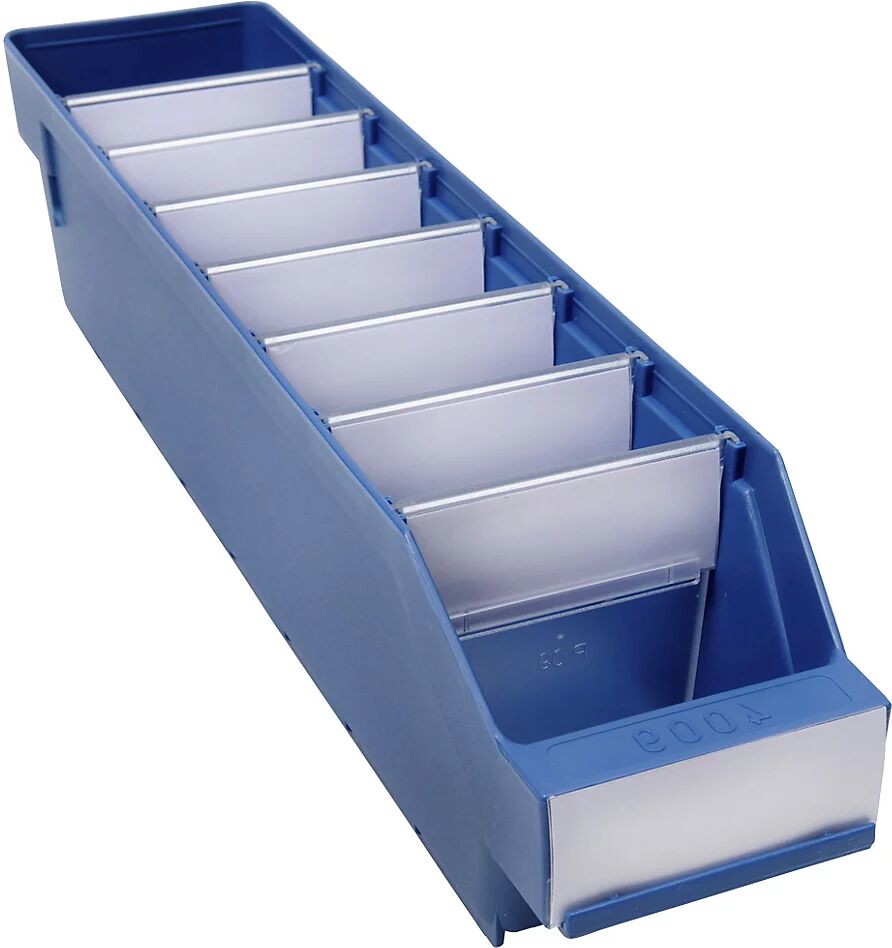 STEMO Caja para estanterías de polipropileno a prueba de golpes, azul, L x A x H 400 x 90 x 95 mm, UE 40 unidades