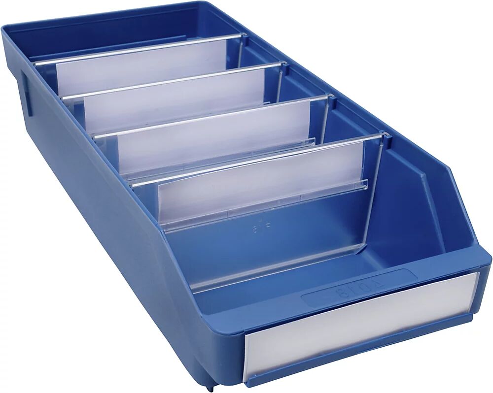 STEMO Caja para estanterías de polipropileno a prueba de golpes, azul, L x A x H 400 x 180 x 95 mm, UE 20 unidades