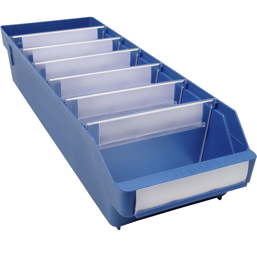 STEMO Caja para estanterías de polipropileno a prueba de golpes, azul, L x A x H 500 x 180 x 110 mm, UE 20 unidades