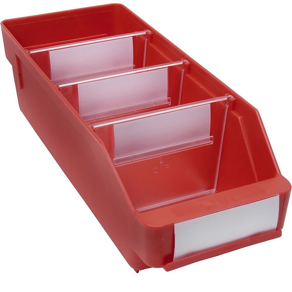 STEMO Caja para estanterías de polipropileno a prueba de golpes, rojo, L x A x H 300 x 118 x 95 mm, UE 30 unidades