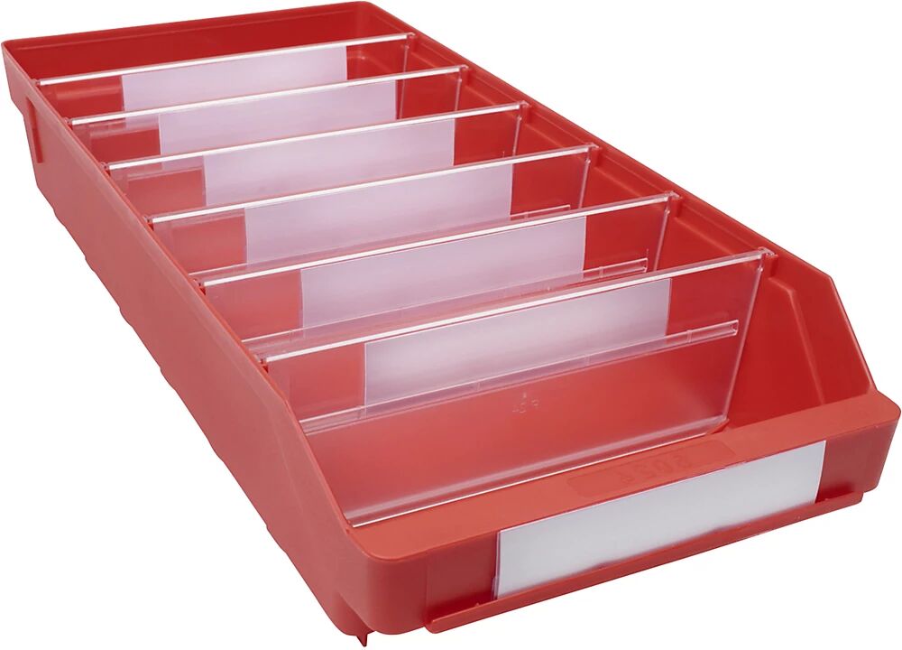 STEMO Caja para estanterías de polipropileno a prueba de golpes, rojo, L x A x H 500 x 240 x 95 mm, UE 15 unidades