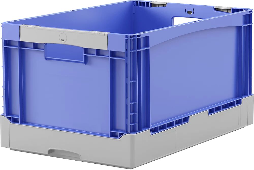 BITO Caja plegable EQ, con ranuras a modo de asas y fondo liso, L x A x H 600 x 400 x 320 mm, azul