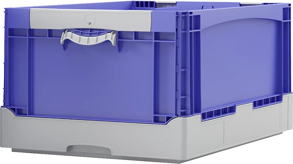 BITO Caja plegable EQ, con asas elevables y fondo liso, L x A x H 600 x 400 x 285 mm, azul