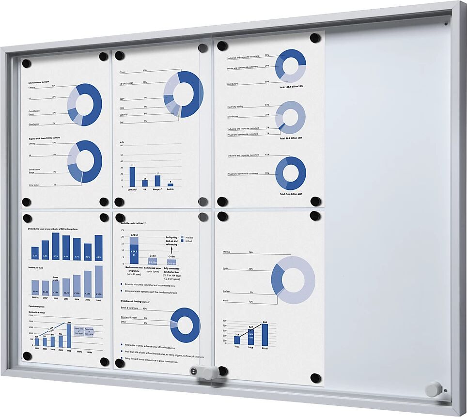 eurokraft pro Vitrina con puertas correderas, A x H x P exteriores 906 x 640 x 50 mm, pared posterior de metal