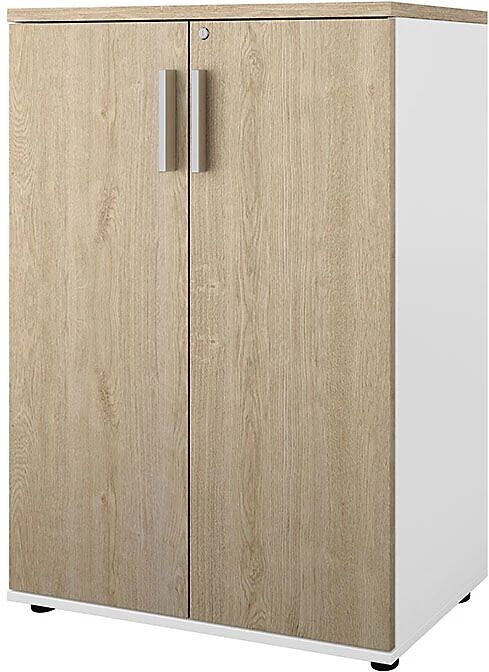 kaiserkraft Armario Portland, A x P 800 x 420 mm, H 1138 mm, altura de la puerta 1060 mm, blanco cepillado / roble