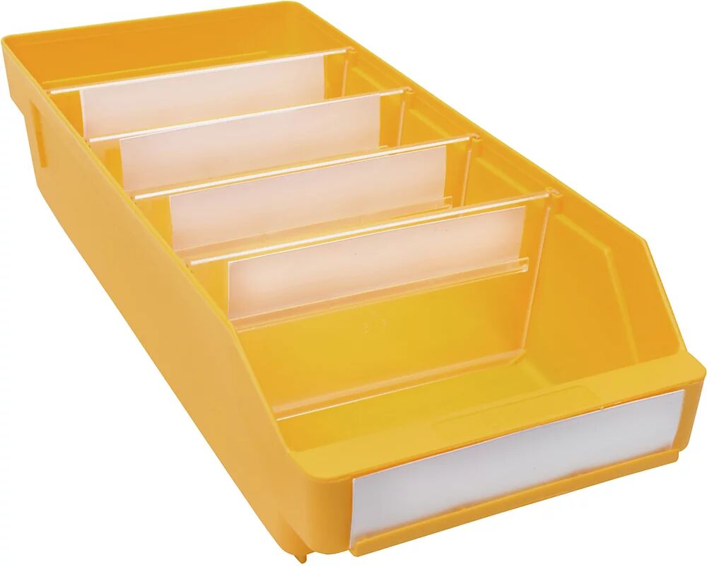 STEMO Caja para estanterías de polipropileno a prueba de golpes, amarillo, LxAxH 400 x 180 x 95 mm, UE 20 unidades