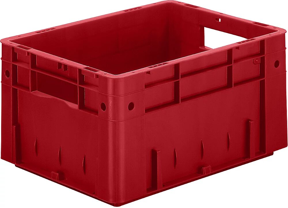 kaiserkraft Euro-recipiente para cargas pesadas, polipropileno, capacidad 17,5 l, L x A x H 400 x 300 x 210 mm, paredes cerradas, fondo cerrado, rojo, UE 4 unidades