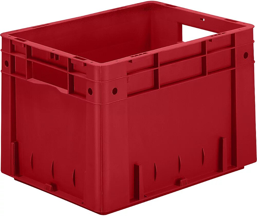 kaiserkraft Euro-recipiente para cargas pesadas, polipropileno, capacidad 23,3 l, L x A x H 400 x 300 x 270 mm, paredes cerradas, fondo cerrado, rojo, UE 4 unidades