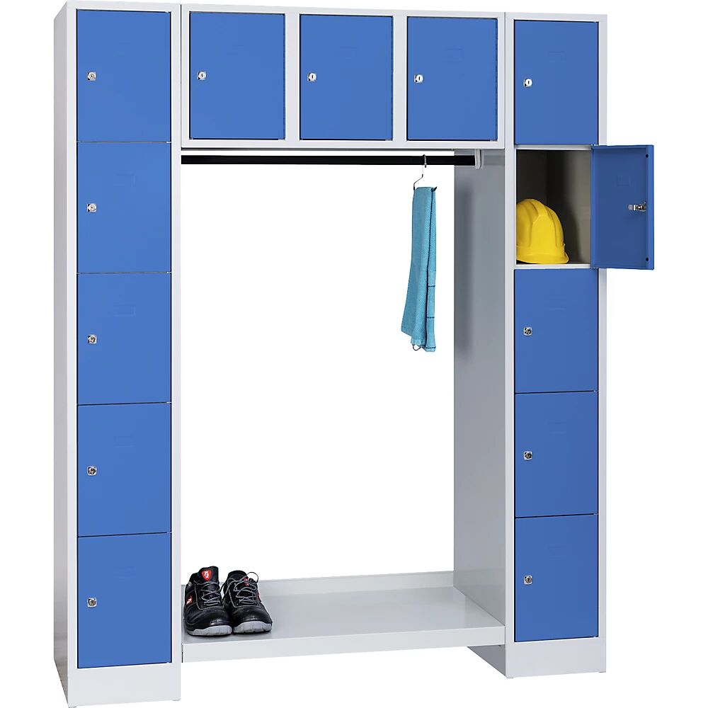 Wolf Perchero modular, abierto, H x A total 1850 x 1500 mm, 13 compartimentos, azul luminoso