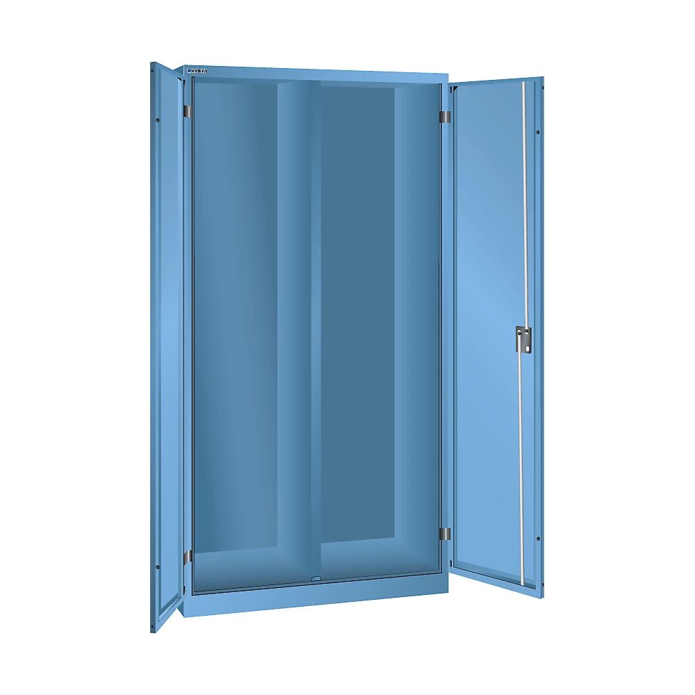 LISTA Armario de puertas batientes, H x A x P 1950 x 1000 x 580 mm, cuerpo vacío con pared separadora, azul luminoso