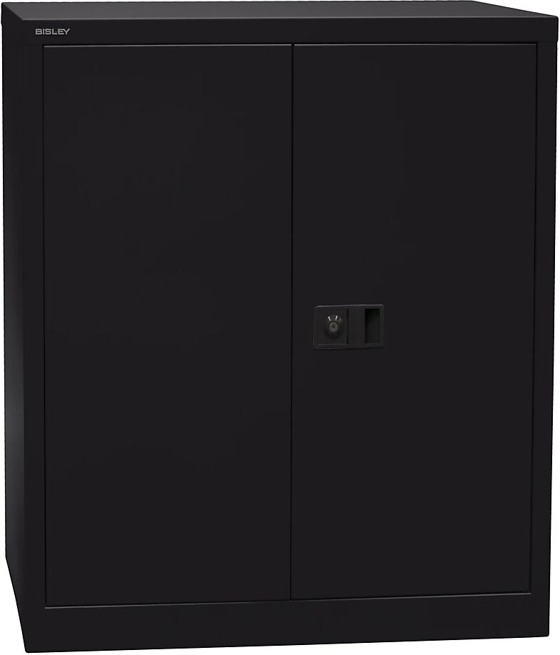 BISLEY Armario de puertas batientes UNIVERSAL, H x A x P 1000 x 914 x 400 mm, 1 balda, 2 pisos de archivadores, negro