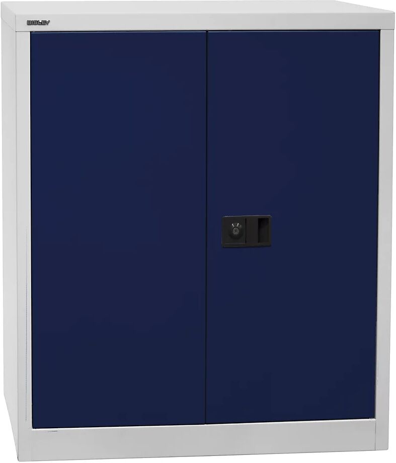 BISLEY Armario de puertas batientes UNIVERSAL, H x A x P 1000 x 914 x 400 mm, 1 balda, 2 pisos de archivadores, gris luminoso / azul oxford