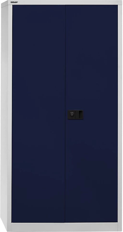 BISLEY Armario de puertas batientes UNIVERSAL, H x A x P 1950 x 914 x 400 mm, 4 baldas, 5 pisos de archivadores, gris luminoso / azul oxford