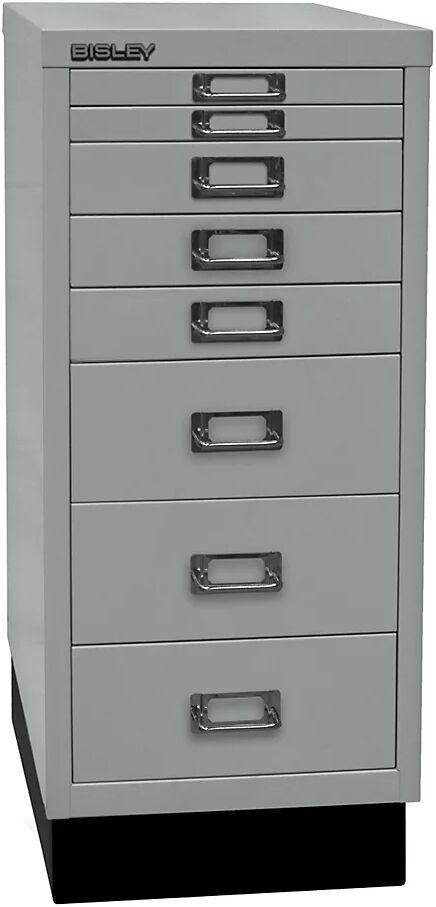 BISLEY Serie 29 MultiDrawer™, con zócalo, DIN A4, 8 cajones, plateado